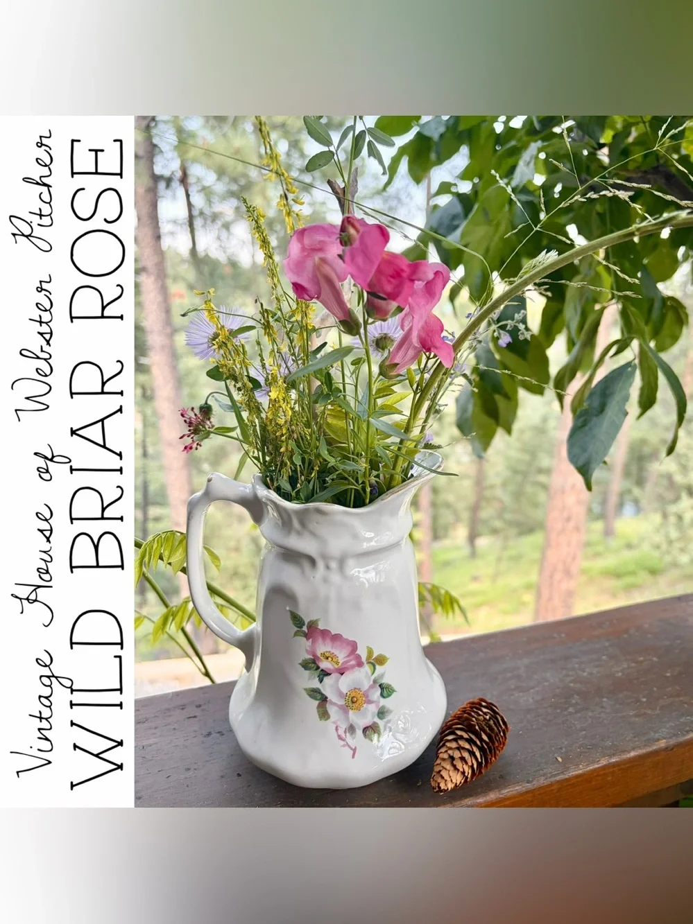 Wild Briar Rose House of Webster Ceramic Pitcher